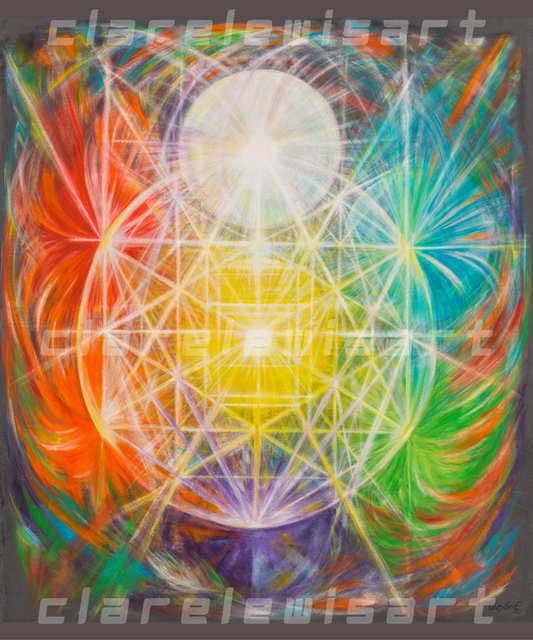 01.1 'Infinite Geometry' 80cm x100cm Original Acrylic Painting on canvas l mounted onto dibond l Black Wooden Framed. Glass
