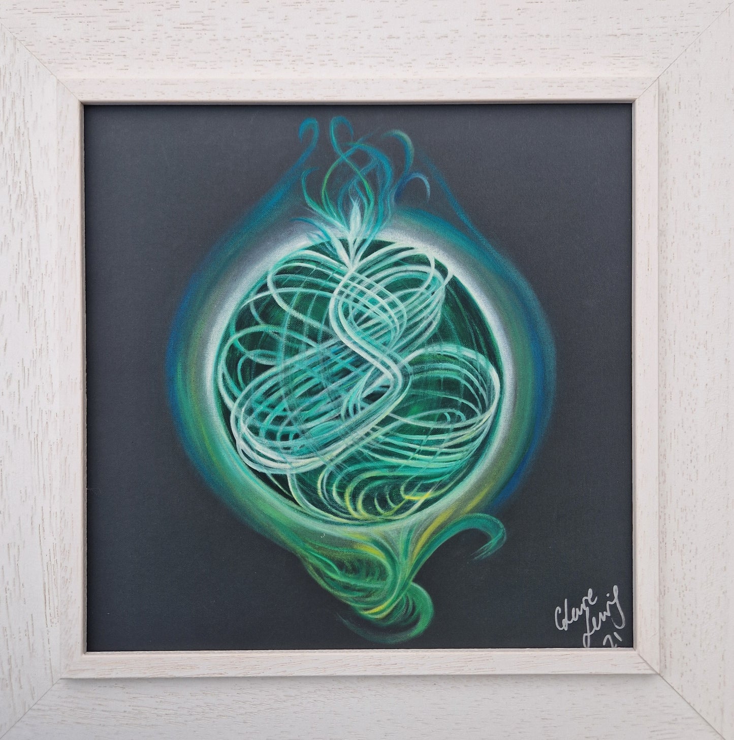 4.'Anahata' - Heart Centre  (No.4) Print / Frame choice x3; 1.Wht Deep Box 2.Blk Deep Box 3. Wht Dt Ives Wood Tray
