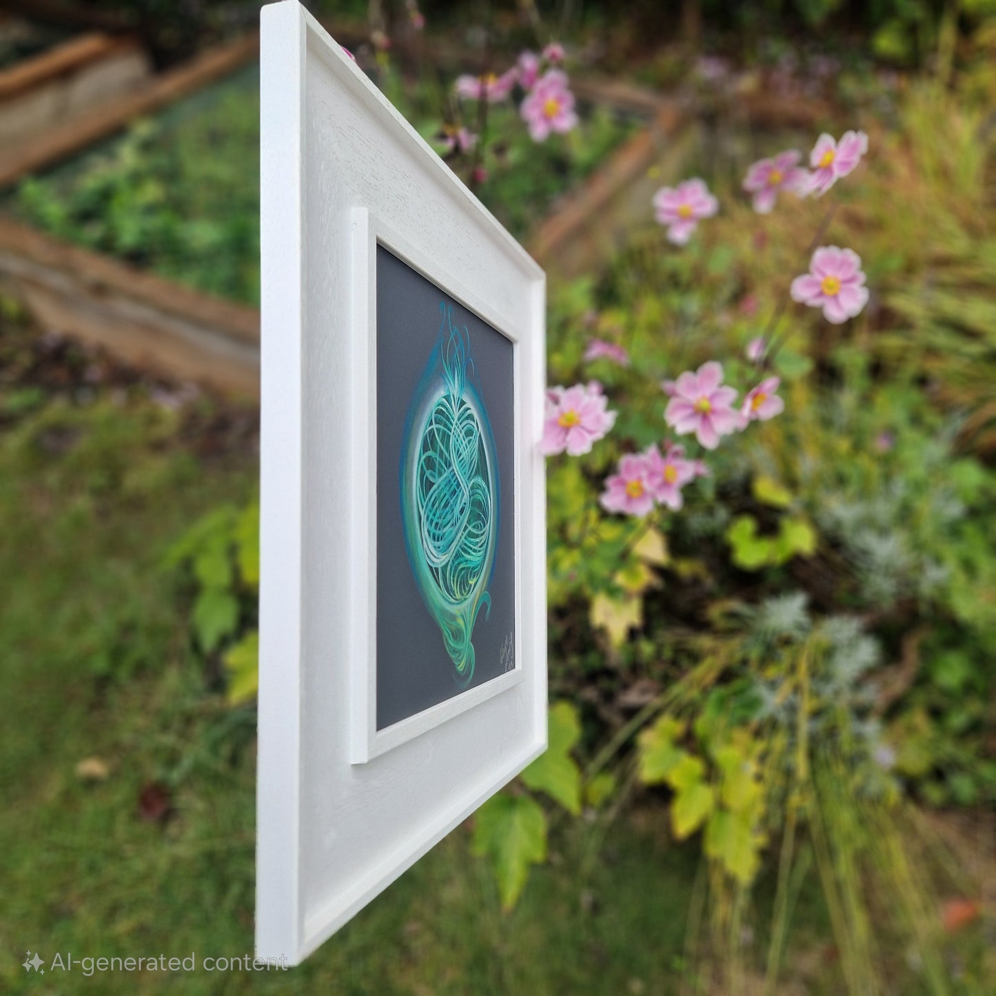 4.'Anahata' - Heart Centre  (No.4) Print / Frame choice x3; 1.Wht Deep Box 2.Blk Deep Box 3. Wht Dt Ives Wood Tray