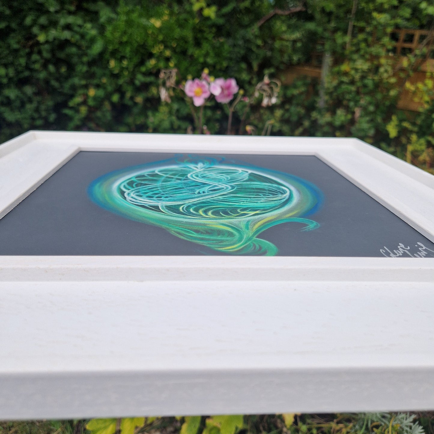 4.'Anahata' - Heart Centre  (No.4) Print / Frame choice x3; 1.Wht Deep Box 2.Blk Deep Box 3. Wht Dt Ives Wood Tray